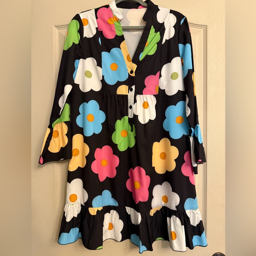 Dress with bright flowers